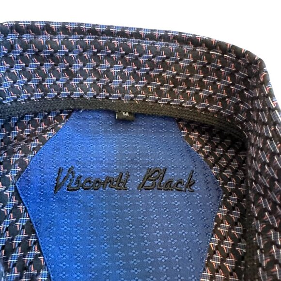 Visconti Black Long Sleeve Button-Down Shirt Black Colorful Print Size Medium - Picture 6 of 12